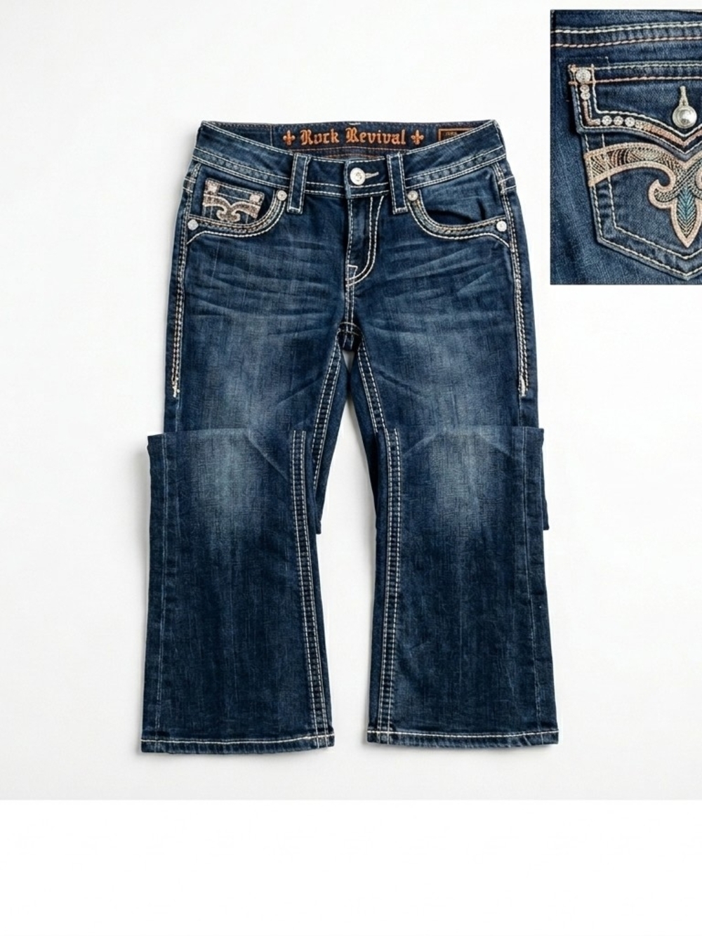 Rock Revival Indigo Tall Boot Cut Embroidered Jeans
